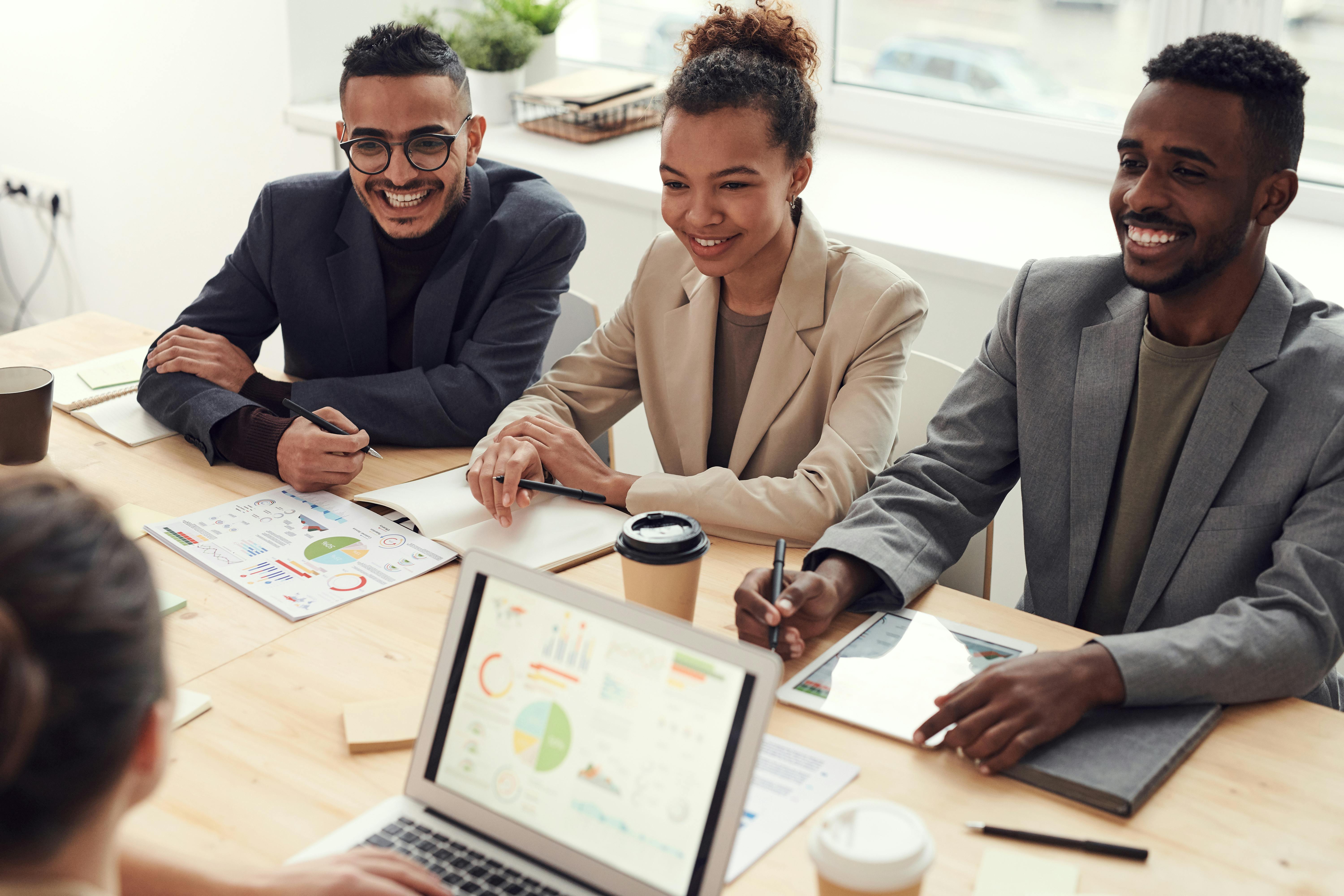 Insurance professionals smiling